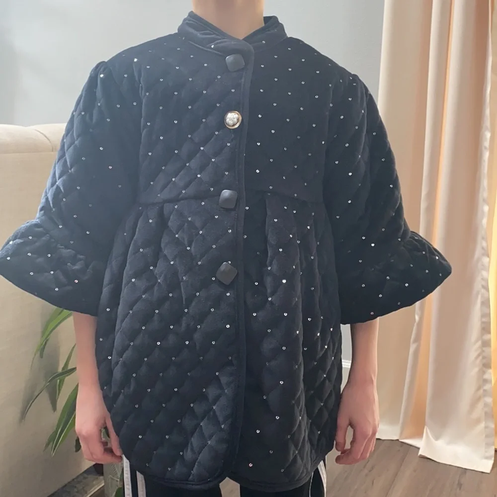 5 for $25‎ Quilted velvet jacket black, sequined